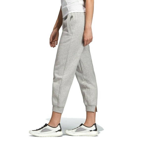 Adidas By Stella McCartney Heather Grey Cropped Split Women Sweatpants Sz S NWT - Picture 4 of 5